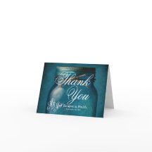 Personalisierte Rustikal Blue Glass Mason Jar Wedd