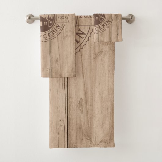 Personalisierte Rustikal-Holzhütte Badhandtuch Set (Insitu)