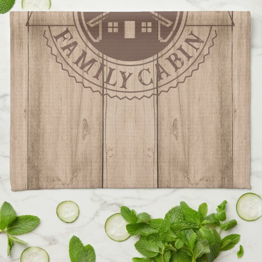 Personalisierte Rustikal-Holzhütte Geschirrtuch (Gefaltet)