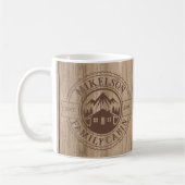 Personalisierte Rustikal-Holzhütte Kaffeetasse (Links)