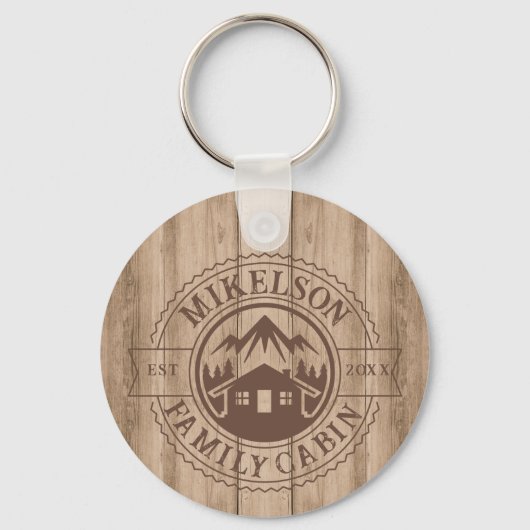 Personalisierte Rustikal-Holzhütte Schlüsselanhänger (Vorderseite)