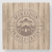 Personalisierte Rustikal-Holzhütte Steinuntersetzer (Vorderseite)