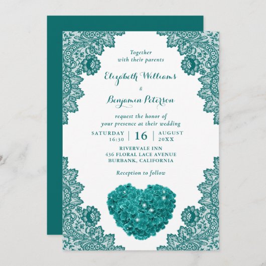 Personalisierte Rustikale Aquamarine Hochzeit von Einladung (Vorne/Hinten)