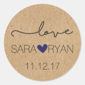 Personalisierte, rustikale Aufkleber "Liebe" (Vorderseite)