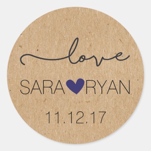 Personalisierte, rustikale Aufkleber "Liebe" (Vorderseite)