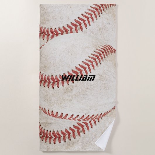 Personalisierte rustikale Baseball moderne, elegan Strandtuch (Vorderseite)