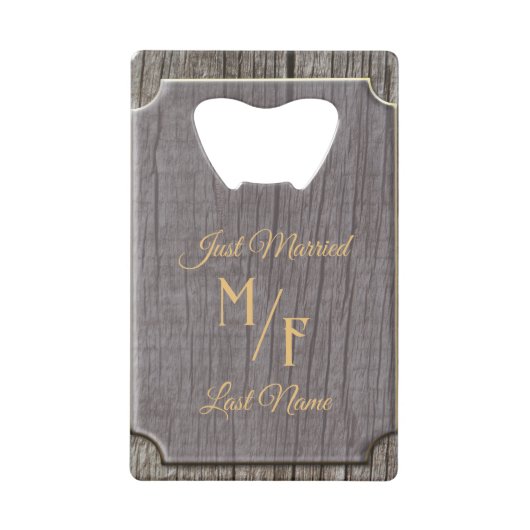 Personalisierte Rustikale Baumrinde mit Initialen Geldbeutel Flaschenöffner (Vorderseite)