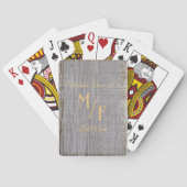 Personalisierte Rustikale Baumrinde mit Initialen Spielkarten (Rückseite)