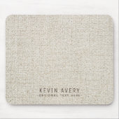 Personalisierte rustikale Beige Linen Texture Mousepad (Vorne)