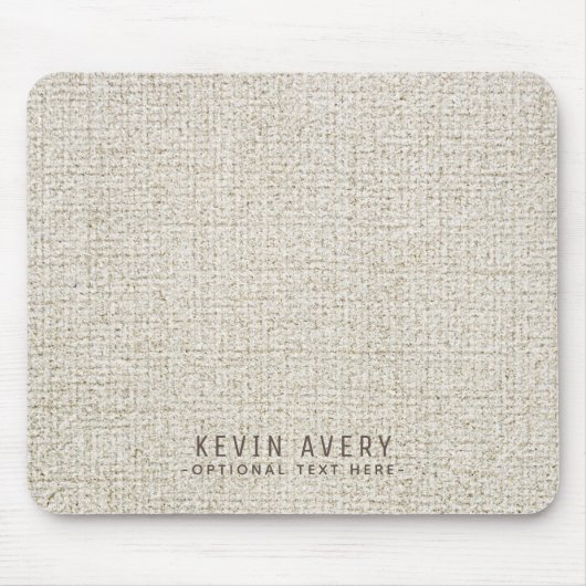 Personalisierte rustikale Beige Linen Texture Mousepad (Vorne)