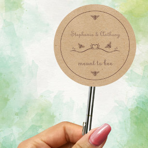 Personalisierte rustikale Biene Hochzeit - Meant t Runder Aufkleber