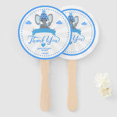 Personalisierte rustikale Blue Elephant-Kinderdusc Fächer (Vorne und Hinten)