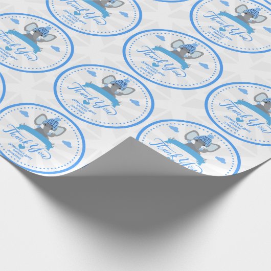Personalisierte rustikale Blue Elephant-Kinderdusc Geschenkpapier (Ecke)