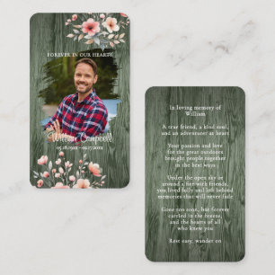 Personalisierte rustikale Blumen-Foto-Gedenkkarte Mitteilungskarte