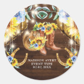 Personalisierte Rustikale Blumenstiefel Runder Aufkleber (Vorderseite)