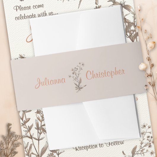 Personalisierte rustikale Boho-Wildblumen Hochzeit Einladungsbanderole