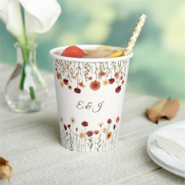 Personalisierte Rustikale Fall Floral Hochzeitspap Pappbecher