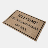 Personalisierte rustikale Familienname Monogramm D Fußmatte (Schrägansicht)