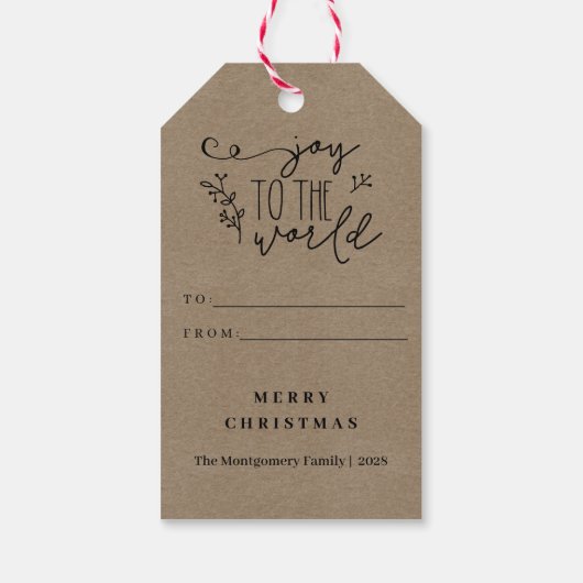 Personalisierte rustikale Frohe Weihnachtsbezeichn Geschenkanhänger (Rückseite)