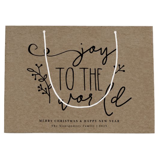 Personalisierte rustikale Frohe Weihnachtsbezeichn Große Geschenktüte (Vorderseite)