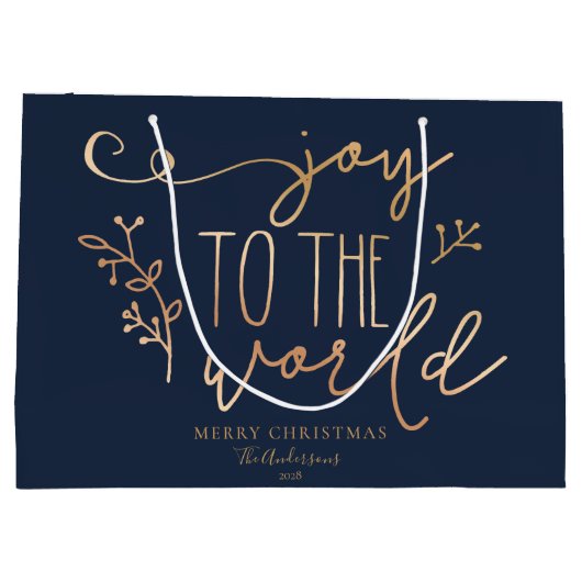 Personalisierte rustikale frohe Weihnachtsnachtsna Große Geschenktüte (Rückseite)