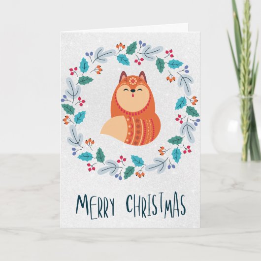 Personalisierte Rustikale Fuchs-Weihnachtskarte Karte (Vorderseite)