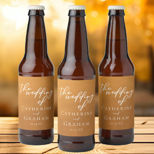 Personalisierte Rustikale Gold-Hochzeit im Herbst Bierflaschenetikett