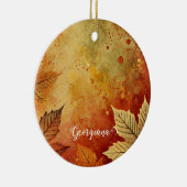 Personalisierte rustikale Goldene Autumnal Keramik Ornament (Rechts)