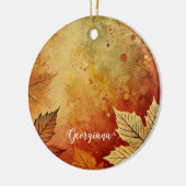 Personalisierte rustikale Goldene Autumnal Keramik Ornament (Links)
