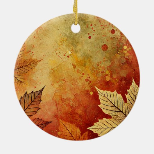 Personalisierte rustikale Goldene Autumnal Keramik Ornament (Hinten)
