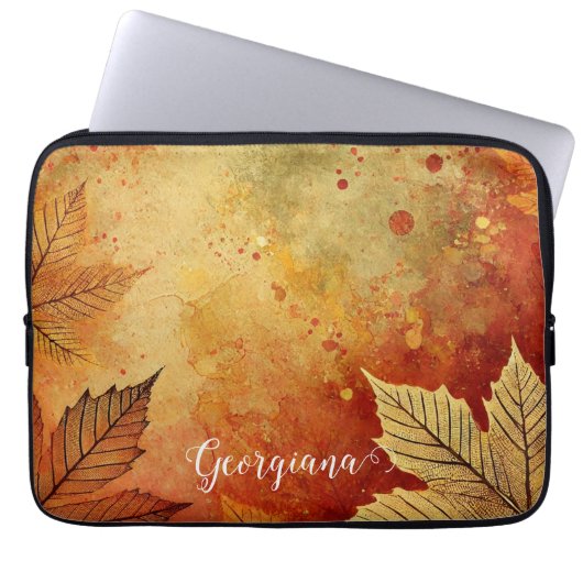 Personalisierte rustikale Goldene Autumnal Laptopschutzhülle (Vorderseite)