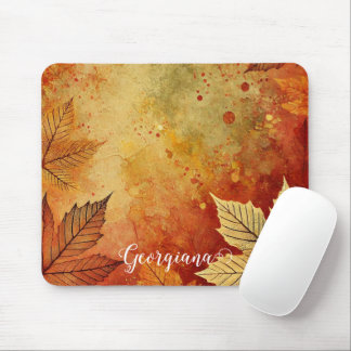 Personalisierte rustikale Goldene Autumnal Mousepad