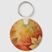 Personalisierte rustikale Goldene Autumnal Schlüsselanhänger (Vorderseite)
