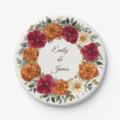Personalisierte Rustikale Herbstblumenhochzeit Pappteller (Vorderseite)