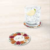 Personalisierte Rustikale Herbstblumenhochzeit Runder Pappuntersetzer (Vor Ort)