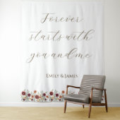 Personalisierte Rustikale Herbstblütenhochzeit Hin Wandteppich (Beispiel)