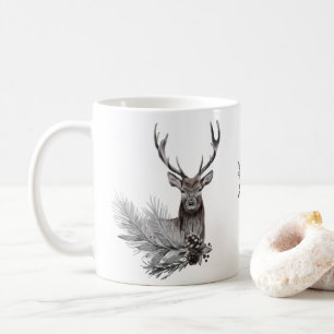Personalisierte rustikale Hirsch-Illustration Kaffeetasse