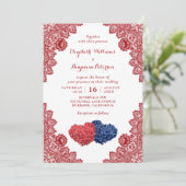 Personalisierte Rustikale Hochzeit der Blaublauen Einladung (Stehend Vorderseite)