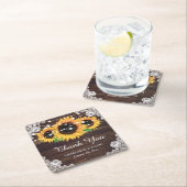 Personalisierte Rustikale Hochzeit der Sonnenblume Rechteckiger Pappuntersetzer (Vor Ort)