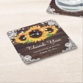 Personalisierte Rustikale Hochzeit der Sonnenblume Rechteckiger Pappuntersetzer (angewinkelt)