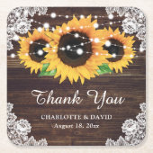 Personalisierte Rustikale Hochzeit der Sonnenblume Rechteckiger Pappuntersetzer (Vorderseite)