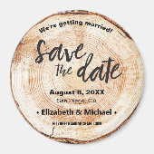 Personalisierte rustikale Hochzeit Holzschnitt Sav Magnet (Vorne)