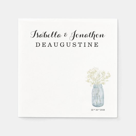 Personalisierte Rustikale Hochzeit - Mason Jar Serviette (Vorderseite)