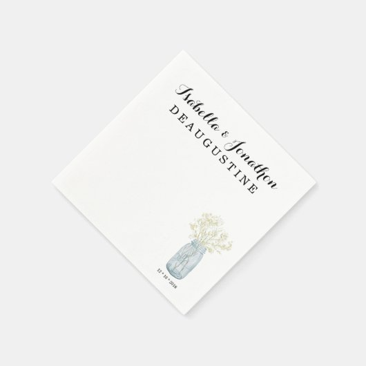 Personalisierte Rustikale Hochzeit - Mason Jar Serviette (Ecke)