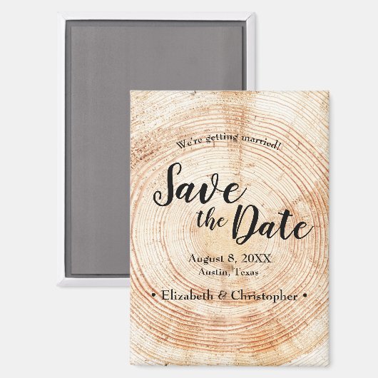 Personalisierte rustikale Hochzeit Speichern Sie d Magnet (Vorderseite/Rückseite)