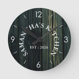 Personalisierte Rustikale Holz Farmhouse Küche Run Runde Wanduhr