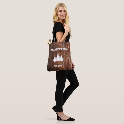 Personalisierte Rustikale Holzart Tote Tasche (Am Model)