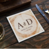 Personalisierte Rustikale Holzbaum Monogram Weddin Serviette
