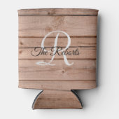 Personalisierte rustikale Holzeinfarbigkeit Dosenkühler (Vorderseite)