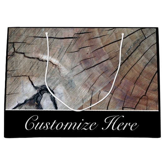 Personalisierte rustikale hölzerne große geschenktüte (Vorderseite)